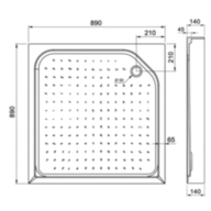 Душовий піддон KO&amp;PO 7006, 90 × 90 см - Душовий піддон KO&PO 7006, 90 × 90 см