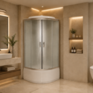 Душовий бокс KO&PO 470 F, 90 × 90 см, з матовим склом та білими стінками
