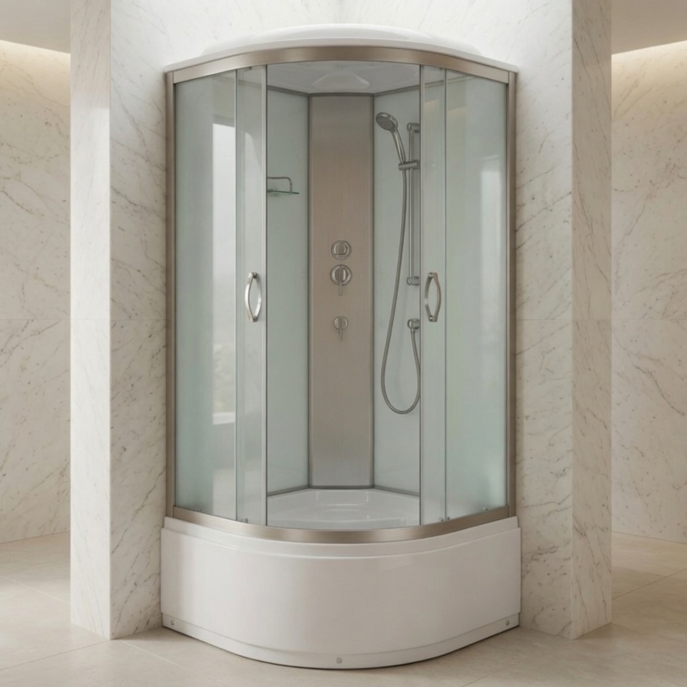 Душовий бокс KO&PO 470 F, 90 × 90 см, з матовим склом та білими стінками