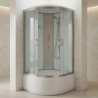 Душовий бокс KO&PO 470 F, 90 × 90 см, з матовим склом та білими стінками