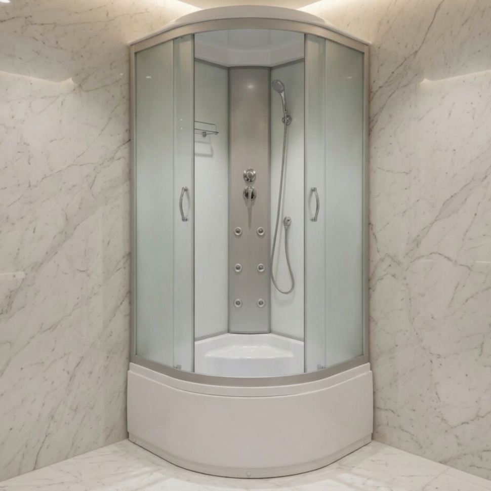 Душовий бокс KO&PO 470 FJ, 90 × 90 см, з Матовим склом та з 6шт. форсунками