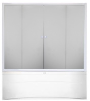 Шторы на ванну KO&PO F 170 W, 170 × 140 см, матове скло 4 мм , білий профіль