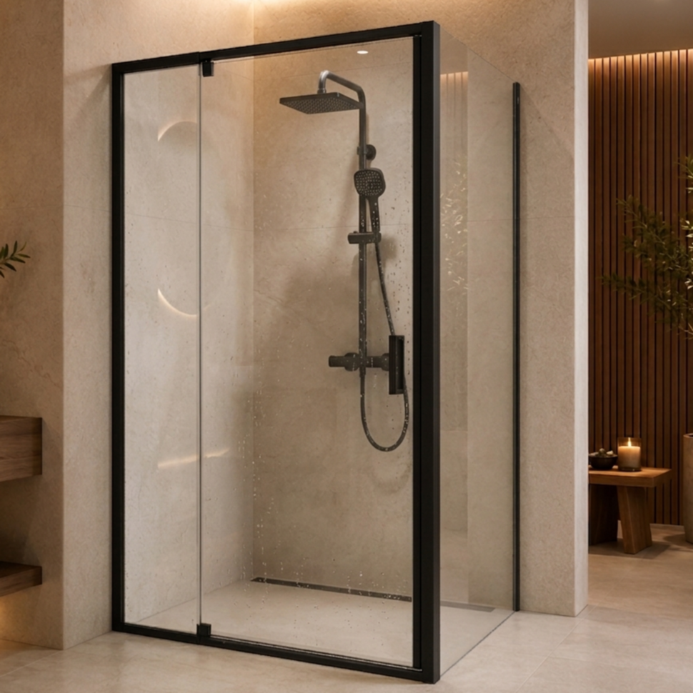 Душова кабіна SUNWAYS BlackLine, 90 × 90 см, без піддона, прозоре скло 6 мм