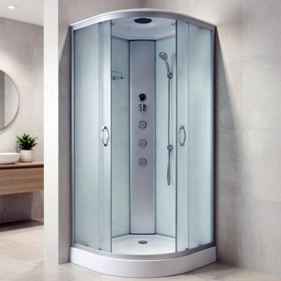 Душовий бокс KO&PO 126 FJ, 80 × 80 см, з матовим склом та тропічним душем