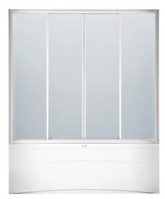 Шторы на ванну KO&PO F 140 W 140 × 140 см, матове скло 4 мм, білий профіль