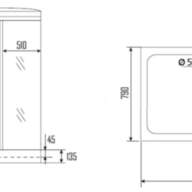 Душовий бокс KO&PO 715 FR, 120 × 80 см, правий, матове скло 5 мм