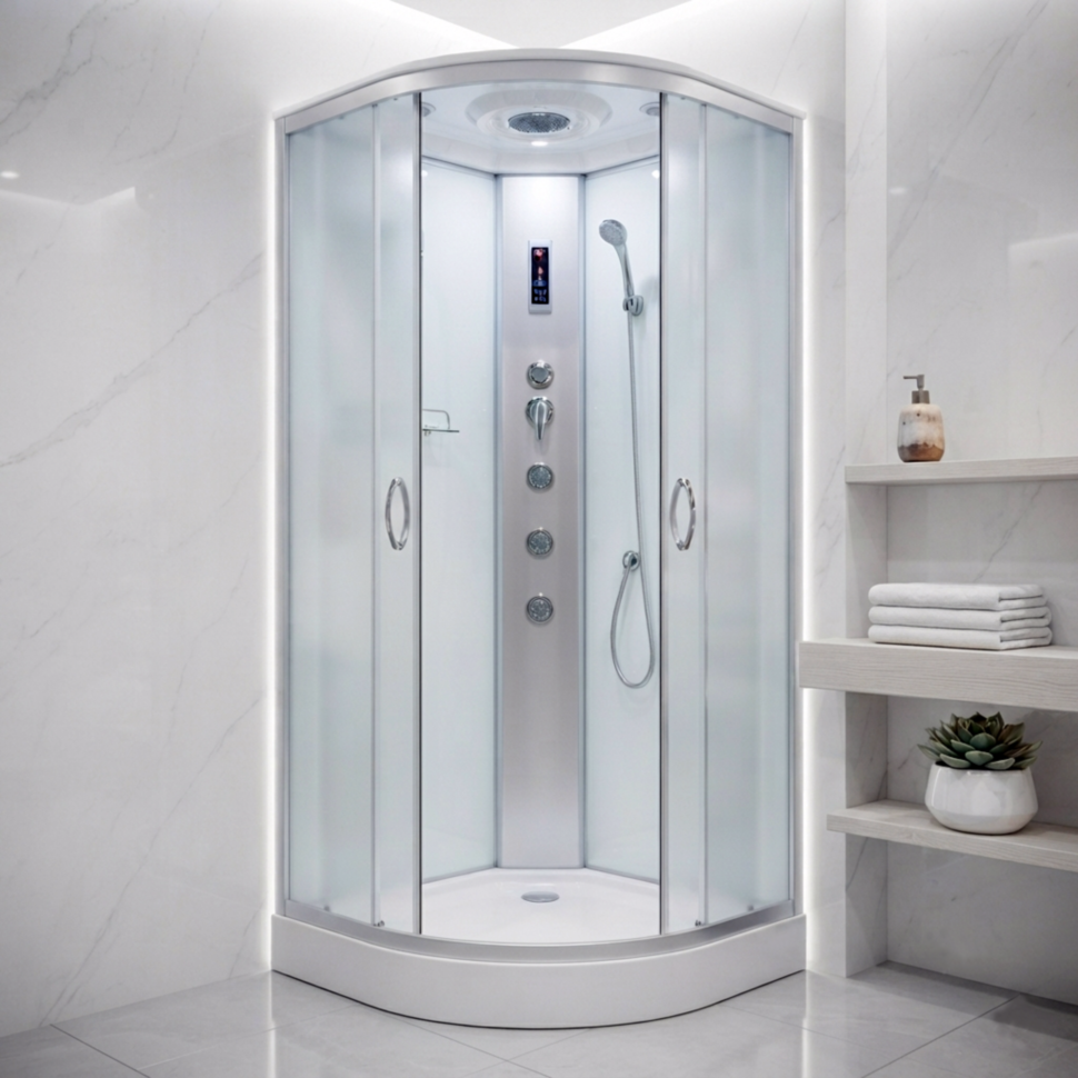 Душовий бокс KO&PO 126 RF, 100 × 100 см, з радіо, вентиляцією, світлом